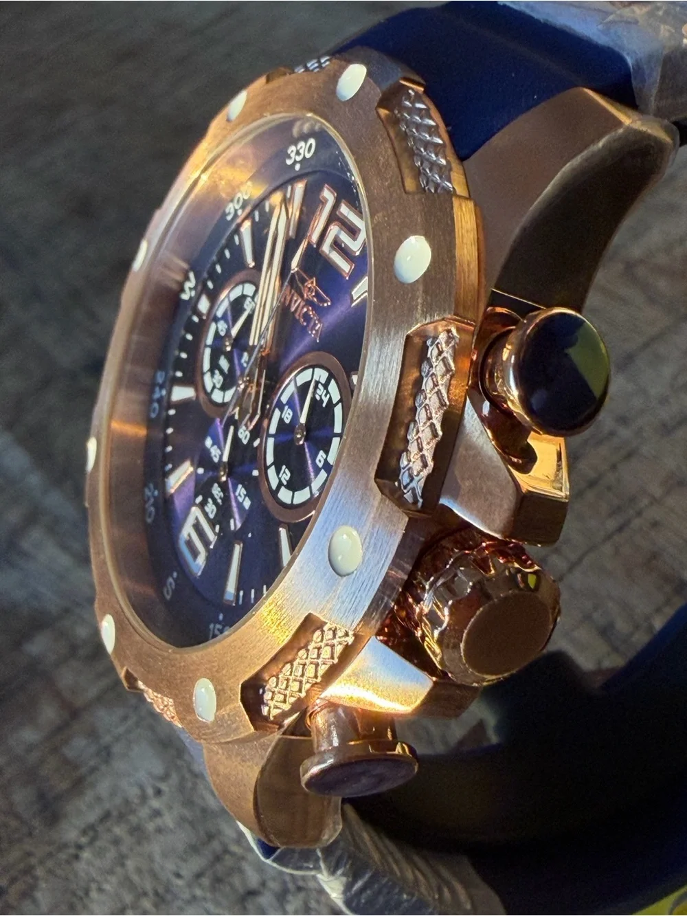 NEW Invicta I-Force Gold Tone Chronograph Blue Dial Watch 50mm - 100M WR - NIB
